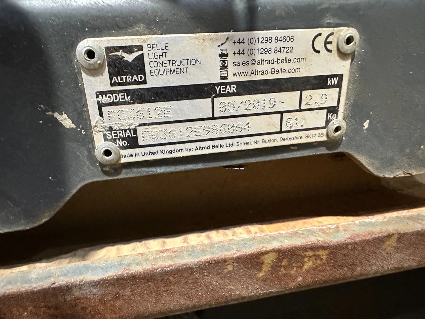 Belle FC 3612 E Rüttelplatte 81kg Bjr 2019 B492