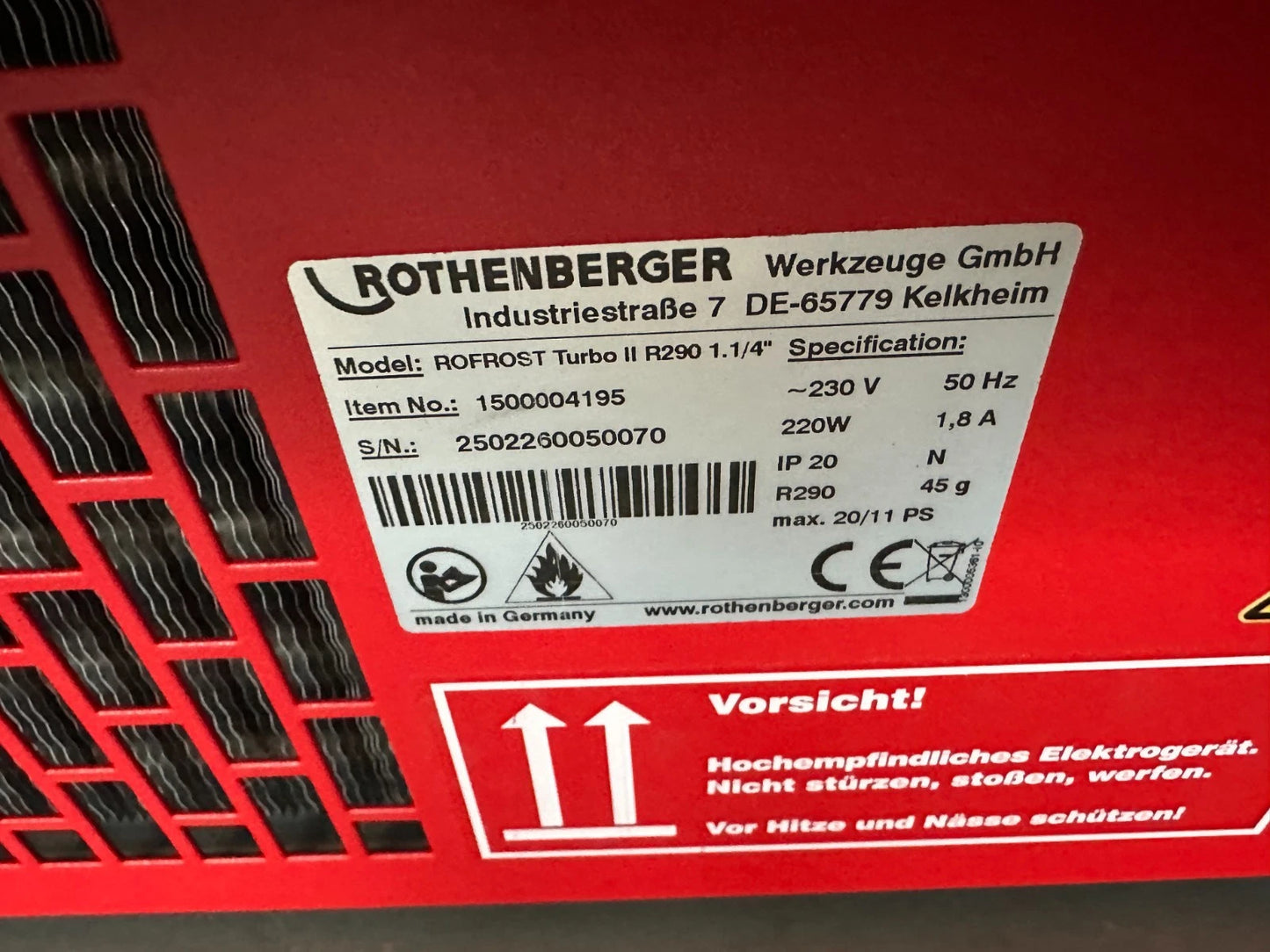 Rothenberger ROFROST TURBO II R290 Einfriergerät 1/4" inkl. 6 Reduziereinsätze 4004625470336