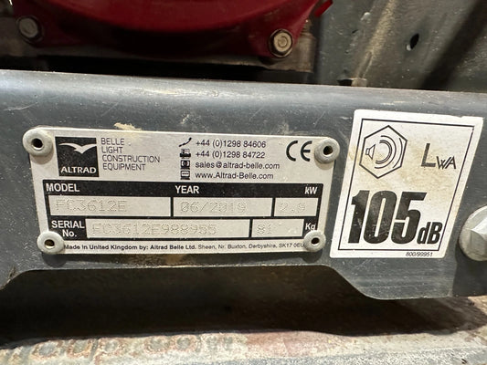 Belle FC 3612 E vibratory plate compactor 81kg year of manufacture 2019 B513