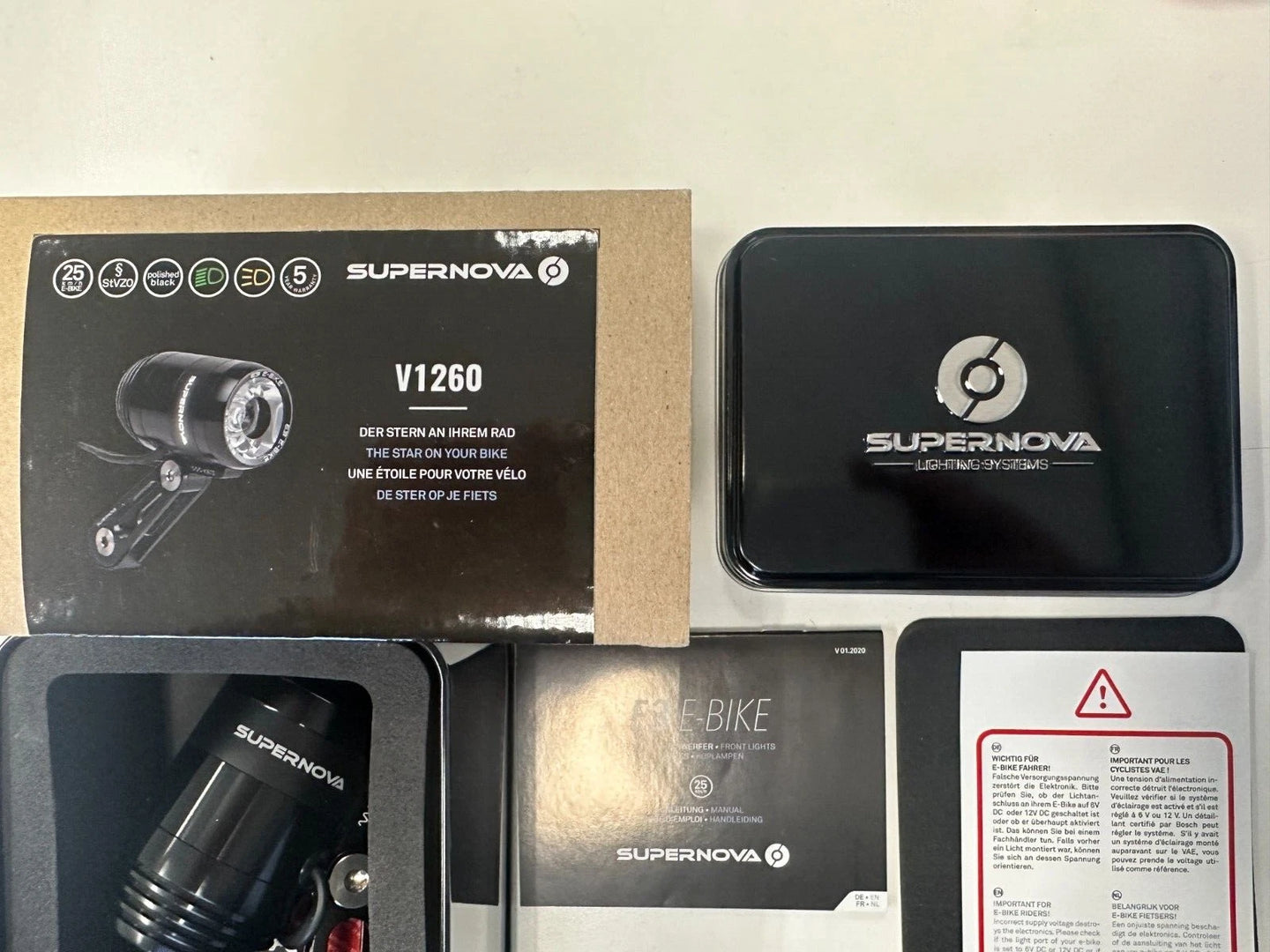 Supernova V1260 Dynamo Light LED Headlight L-STK-EB1260R-BLK