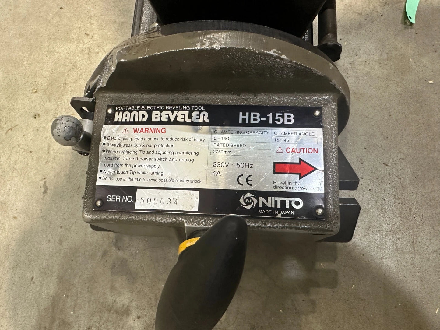 Nitto Kohki Rohr Beveler / Beveling Maschine Hand Beveler HB-15B 230V