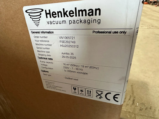 Henkelman Vakuumiergerät Vakuumierer Jumbo 35 Kammervakuumierer Sous vide NEU