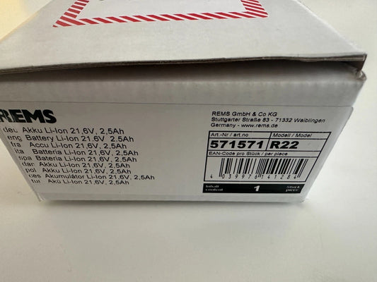 Rems Ersatzakku Li-Ion 21,6 V 2,5 Ah 571571m für V22 Press 4039976141284