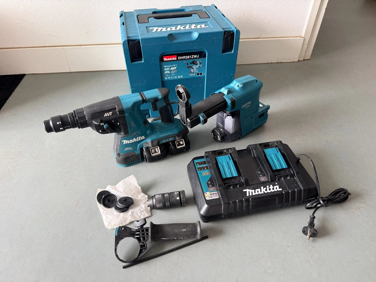 Makita DHR  281 + DX 09  mit Akku/Ladegerät 36V  mit 2x 18V 5.0Ah Akkus