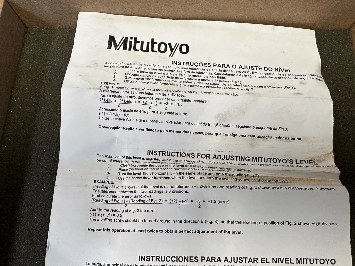 Mitutoyo 960-703 Frame Leveling Spirit Level